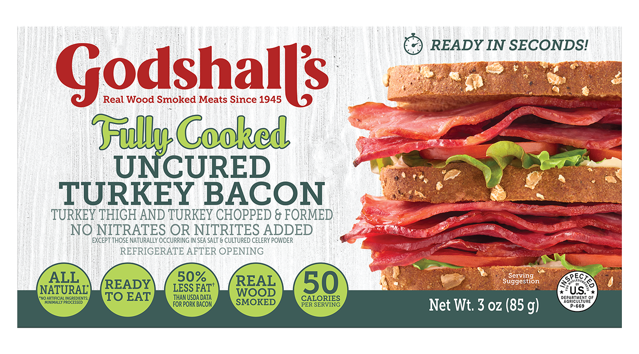 Fully Cooked Uncured Turkey Bacon - Godshall's - Real Wood Smoked Meats  Since 1945