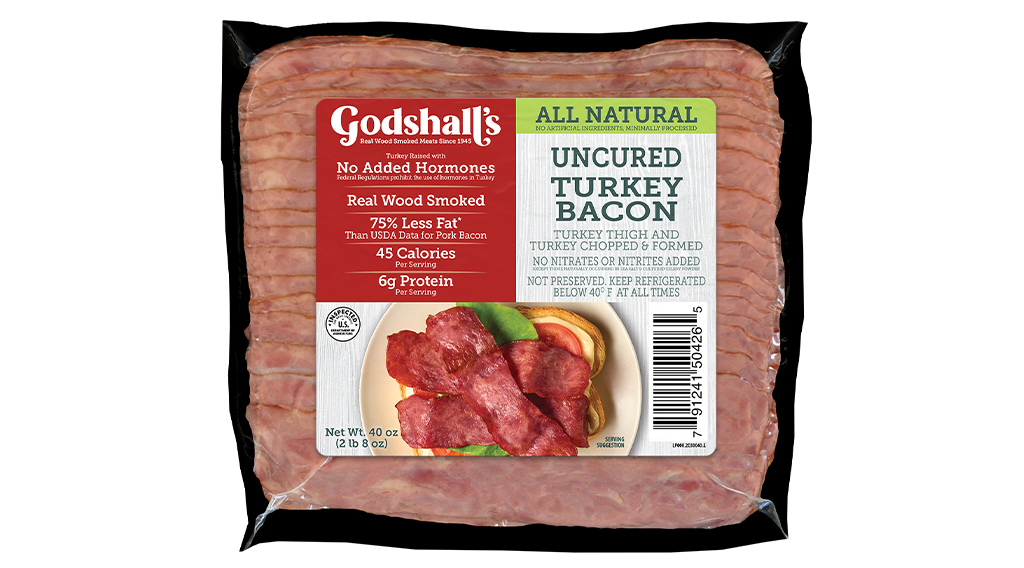 Fully Cooked Uncured Turkey Bacon - Godshall's - Real Wood Smoked Meats  Since 1945