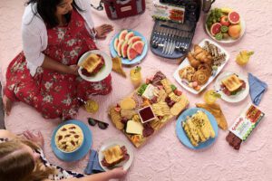 Bird's eye view of people having a picnic, used on blog about popular types of diets