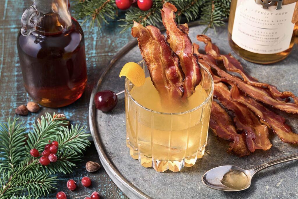 Image of cocktail with bacon in it