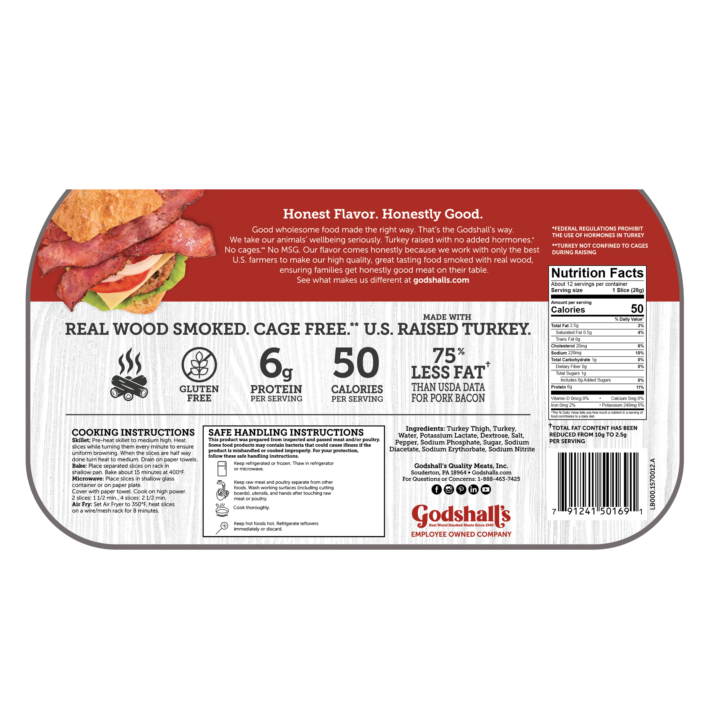 Godshalls 12oz PepperedTurkeyBacon Back