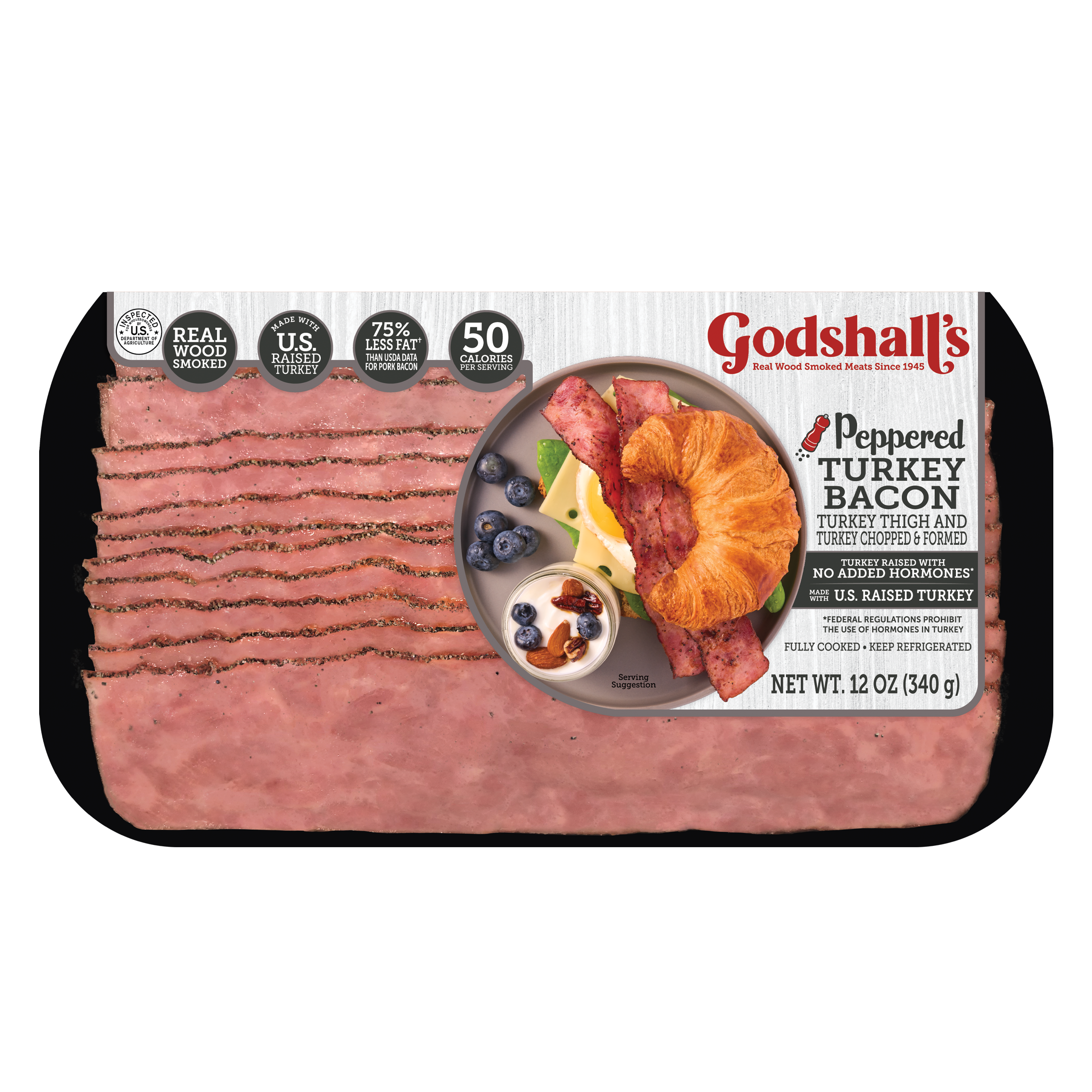 Godshalls 12oz PepperedTurkeyBacon Front