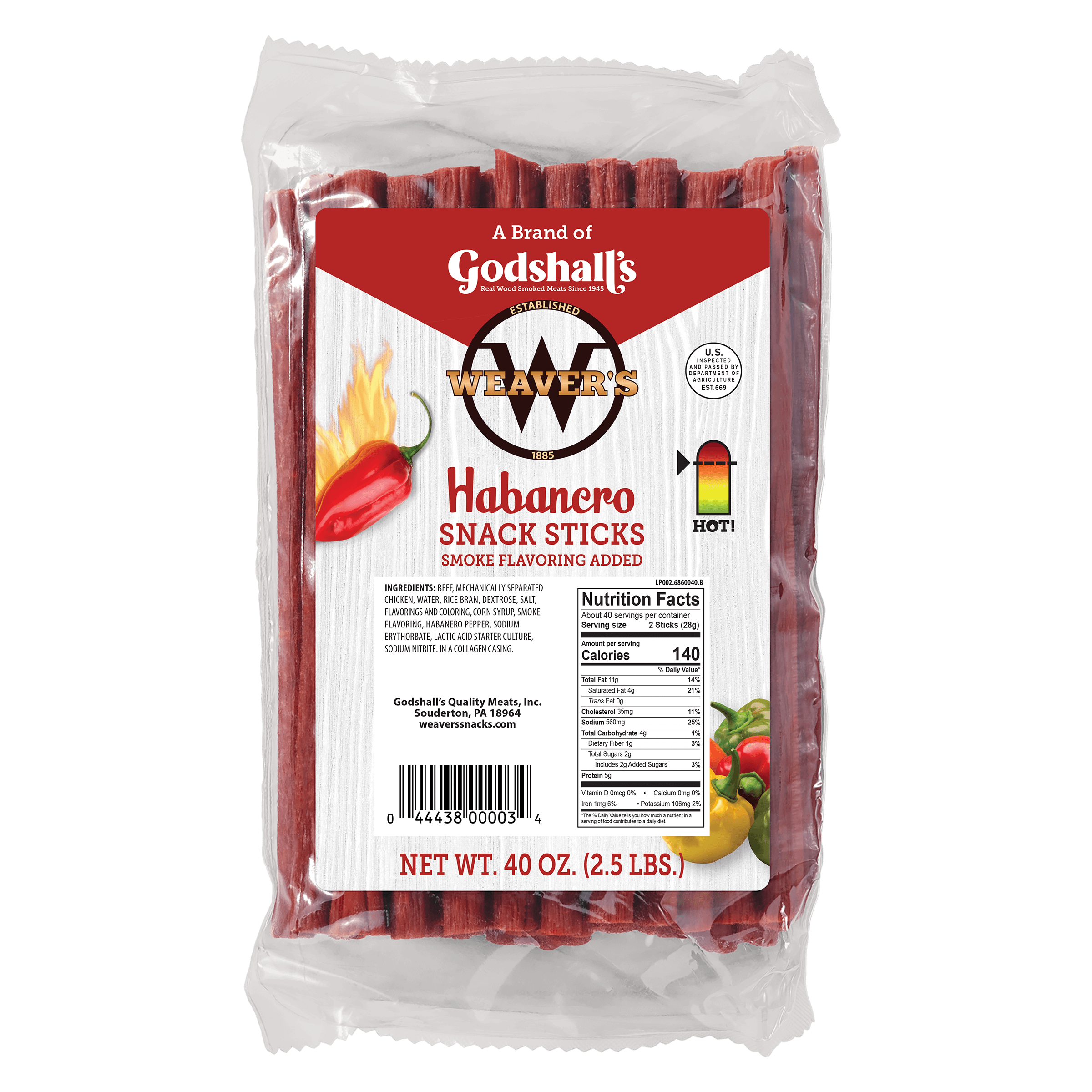 Weavers 40oz Habanero SnackSticks